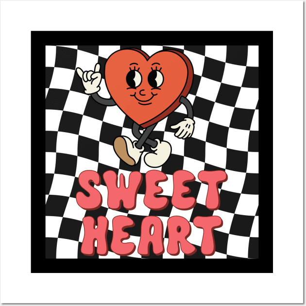 sweat heart Cute 80s Groovy heart hippie Wall Art by Peter smith